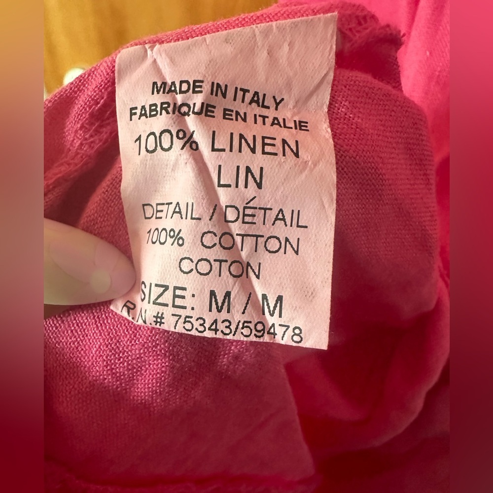 Elegant Italian Linen Pink Midi Dress - size M - Picture 4 of 4